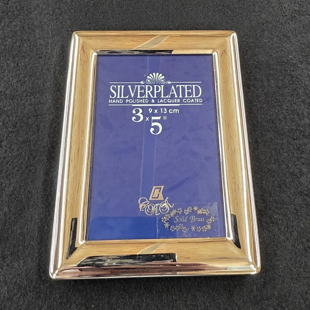Vintage Silver Plated Solid Brass Picture Frame 3.5x5 Hand Polished Lacquer Coat